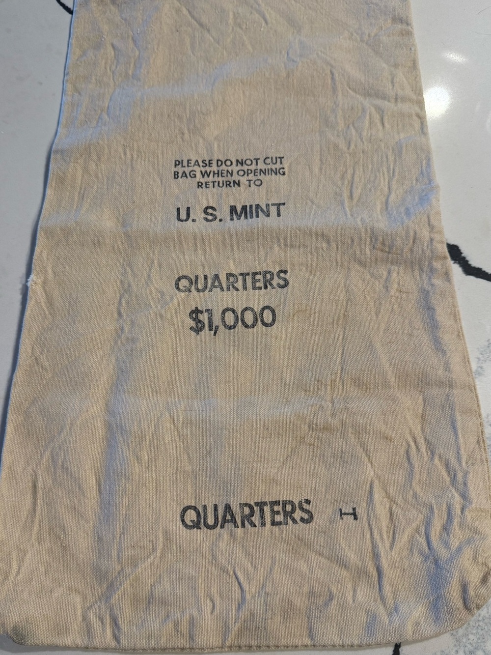 U.S. MINT Canvas Coin Bag - Tan Quarter Deposit